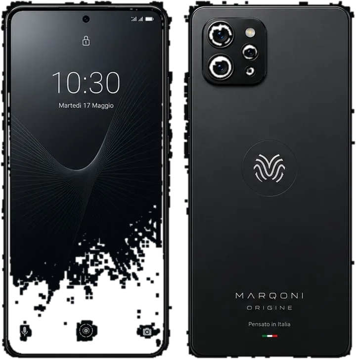 Marqoni Origine telefoni fronte e retro estratti dal mockup ufficiale
